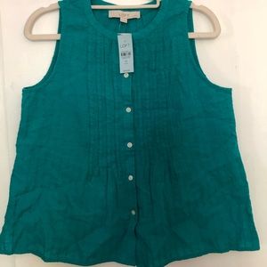 Loft pin tucked button shell top